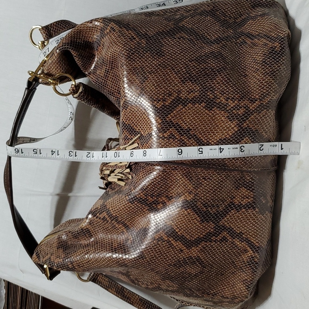 Gili python print leather large slouch shoulder b… - image 10